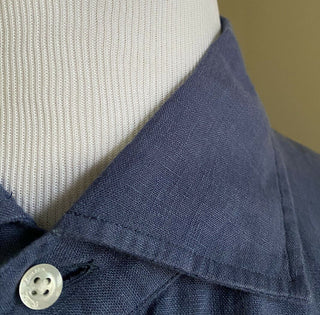 Neu mit Etikett: Ralph Lauren Purple Label Herren-Leinenhemd, Blau, XL, Italien