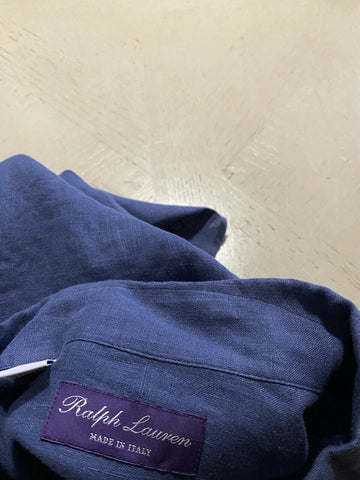 NWT  Ralph Lauren Purple Label Men Linen Shirt Blue XL Italy