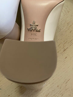 NIB $790 PRADA Damen Pumps aus zweifarbigem Lackleder Bianco 8,5 US/38,5 Ita.