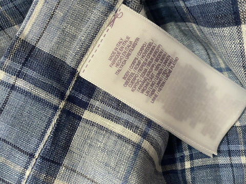 Neu mit Etikett: 495 $ Ralph Lauren Purple Label Herren Leinenhemd Blau XL Italien