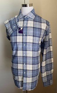 Neu mit Etikett: 495 $ Ralph Lauren Purple Label Herren Leinenhemd Blau XL Italien