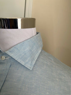 Neu mit Etikett: 450 $ Ralph Lauren Purple Label Herren Leinenhemd Blau 42/16,5 Italien