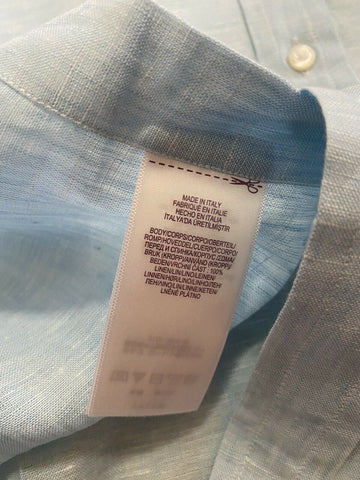 Neu mit Etikett: 450 $ Ralph Lauren Purple Label Herren Leinenhemd Blau 42/16,5 Italien