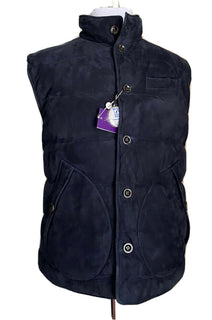 Neu $2995 Ralph Lauren Purple Label Herren Marbell Reversible Wildlederweste Navy XL