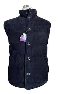 Neu $2995 Ralph Lauren Purple Label Herren Marbell Reversible Wildlederweste Navy XL