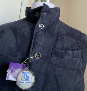 Neu $2995 Ralph Lauren Purple Label Herren Marbell Reversible Wildlederweste Navy XL