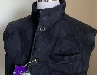 Neu $2995 Ralph Lauren Purple Label Herren Marbell Reversible Wildlederweste Navy XL