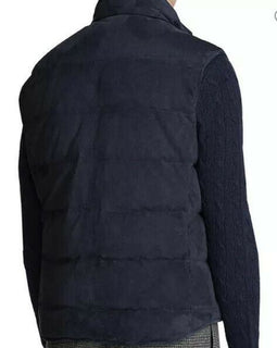 Neu $2995 Ralph Lauren Purple Label Herren Marbell Reversible Wildlederweste Navy XL