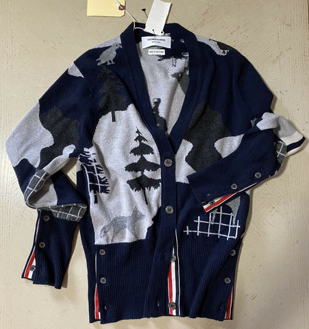 Новый кашемировый кардиган с интарсией Thom Browne за 1800 долларов, темно-синий 4