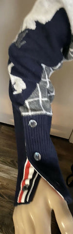 Новый кашемировый кардиган с интарсией Thom Browne за 1800 долларов, темно-синий 4