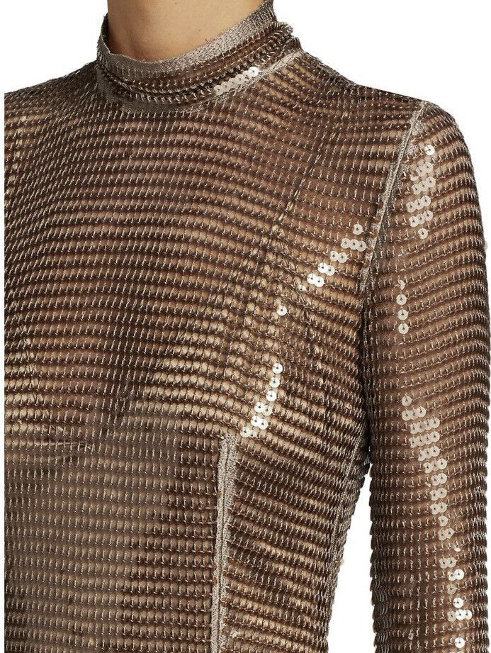New $6500 Burberry Embellished Mesh Seguin Cocktail Dress Bronze 6 US/40 Italy