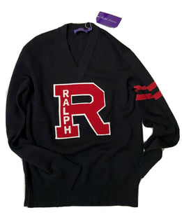 Neu mit Etikett: 2195 $ Ralph Lauren Purple Label Herren-Wollpullover mit V-Ausschnitt S Italien