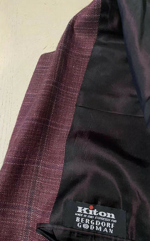 NWT $8125 Kiton Men Sport Coat Blazer Jacket Burgundy 44R US/54R Eu Italy