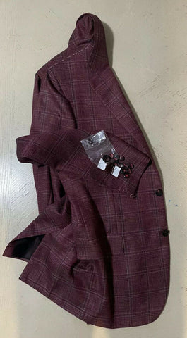 NWT $8125 Kiton Men Sport Coat Blazer Jacket Burgundy 44R US/54R Eu Italy