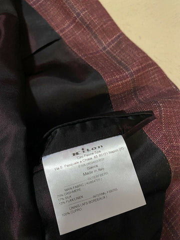 NWT $8125 Kiton Men Sport Coat Blazer Jacket Burgundy 44R US/54R Eu Italy