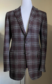 Neu mit Etikett: 8695 $ Kiton Herren Kaschmir Sportmantel Blazer Jacke Rot/Multi 42L US/52L Eu