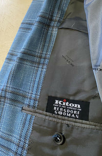 NWT $8265 Kiton Men Sport Coat Blazer Jacket Blue 44L US/54L Eu