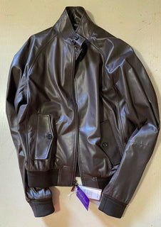 Neu $3295 Ralph Lauren Purple Label Herren Pionge Lederjacke Mantel Braun M Italien