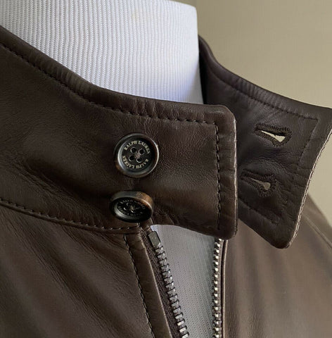 New $3295 Ralph Lauren Purple Label Men Pionge Leather Jacket Coat Brown M Italy