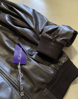 Neu $3295 Ralph Lauren Purple Label Herren Pionge Lederjacke Mantel Braun M Italien