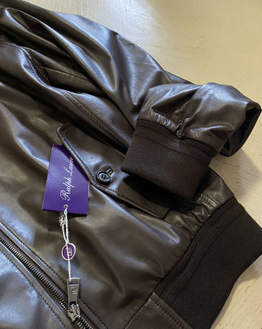 New $3295 Ralph Lauren Purple Label Men Pionge Leather Jacket Coat Brown M Italy