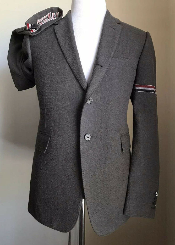 Neu mit Etikett: 1980 $ Thom Browne Herren-Streifen-Klassiker-Sportmantel-Blazer DK Grau 1/S Italien