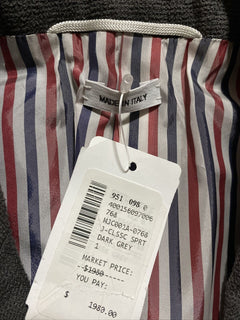 Neu mit Etikett: 1980 $ Thom Browne Herren-Streifen-Klassiker-Sportmantel-Blazer DK Grau 1/S Italien