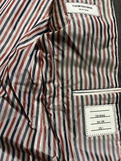 Neu mit Etikett: 1980 $ Thom Browne Herren-Streifen-Klassiker-Sportmantel-Blazer DK Grau 1/S Italien