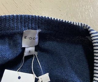 Neu mit Etikett: 425 $ Eidos Herren-Pullover aus Wolle mit Vertragskragen und Rundhalsausschnitt, leuchtendes Blau, L