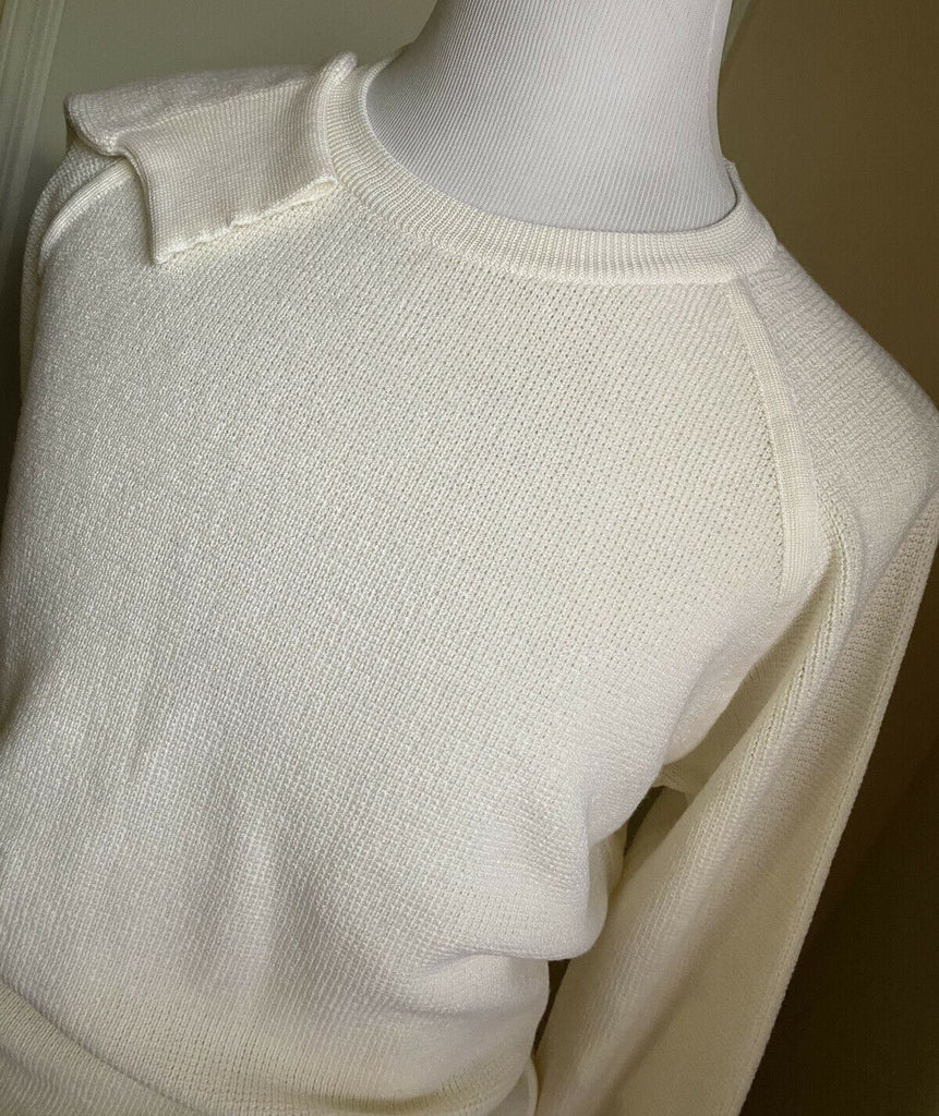Neu mit Etikett: 550 $ Eidos Herren-Wollpullover mit Rundhalsausschnitt, Weiß, XXL, hergestellt in Italien