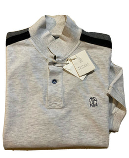 Neu mit Etikett: 675 $ Brunello Cucinelli Slim-Fit-Poloshirt für Herren, Grau, S, Italien