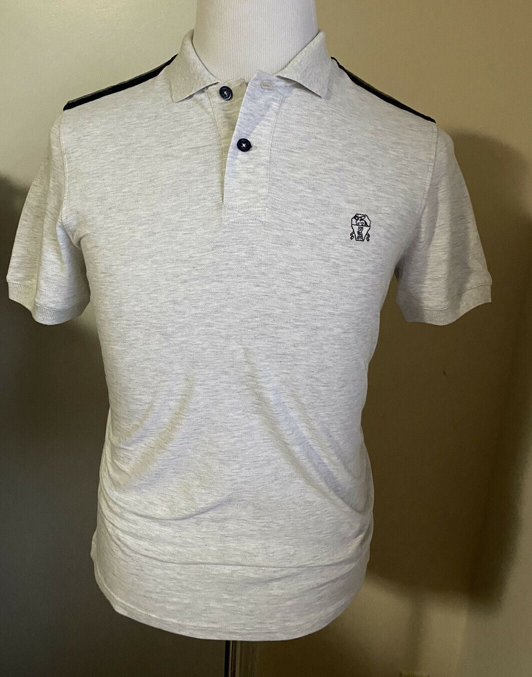 NWT $675 Brunello Cucinelli Mens Slim Fit Polo Shirt Gray S Italy