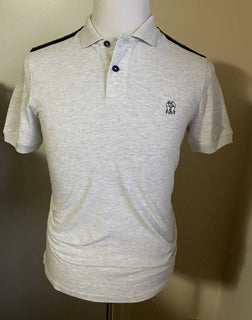 Neu mit Etikett: 675 $ Brunello Cucinelli Slim-Fit-Poloshirt für Herren, Grau, S, Italien