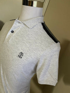 Neu mit Etikett: 675 $ Brunello Cucinelli Slim-Fit-Poloshirt für Herren, Grau, S, Italien