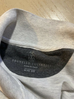 Neu mit Etikett: 675 $ Brunello Cucinelli Slim-Fit-Poloshirt für Herren, Grau, S, Italien