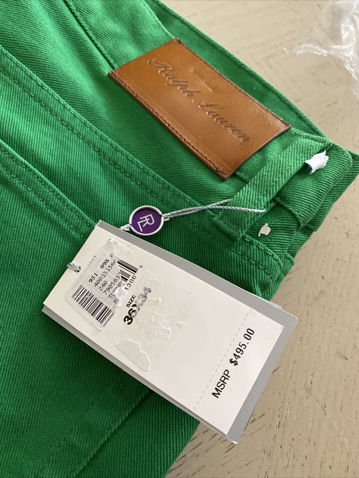 Neu mit Etikett: 495 $ Ralph Lauren Purple Label Herren Thompson Slim Jeans Hose Grün 36