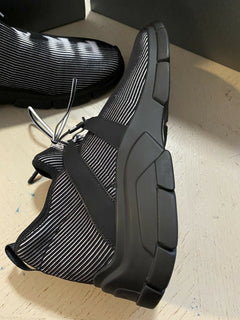 Neue $750 PRADA Herren Logo Knit Row Sneakers Schuhe Schwarz 10,5 US/43,5 Eu Italien