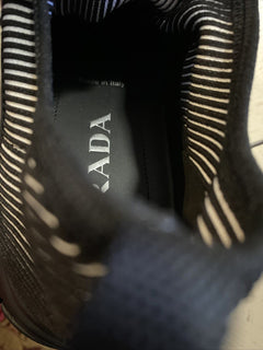 Neue $750 PRADA Herren Logo Knit Row Sneakers Schuhe Schwarz 10,5 US/43,5 Eu Italien