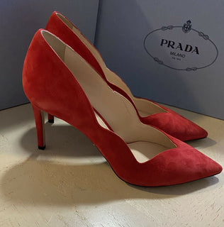 NIB $750 PRADA Damen Scallop Wildleder Pumps Schuhe Rose 10 US/40 Eu Italien