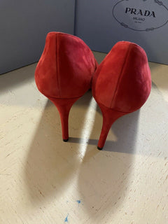 NIB $750 PRADA Damen Scallop Wildleder Pumps Schuhe Rose 10 US/40 Eu Italien