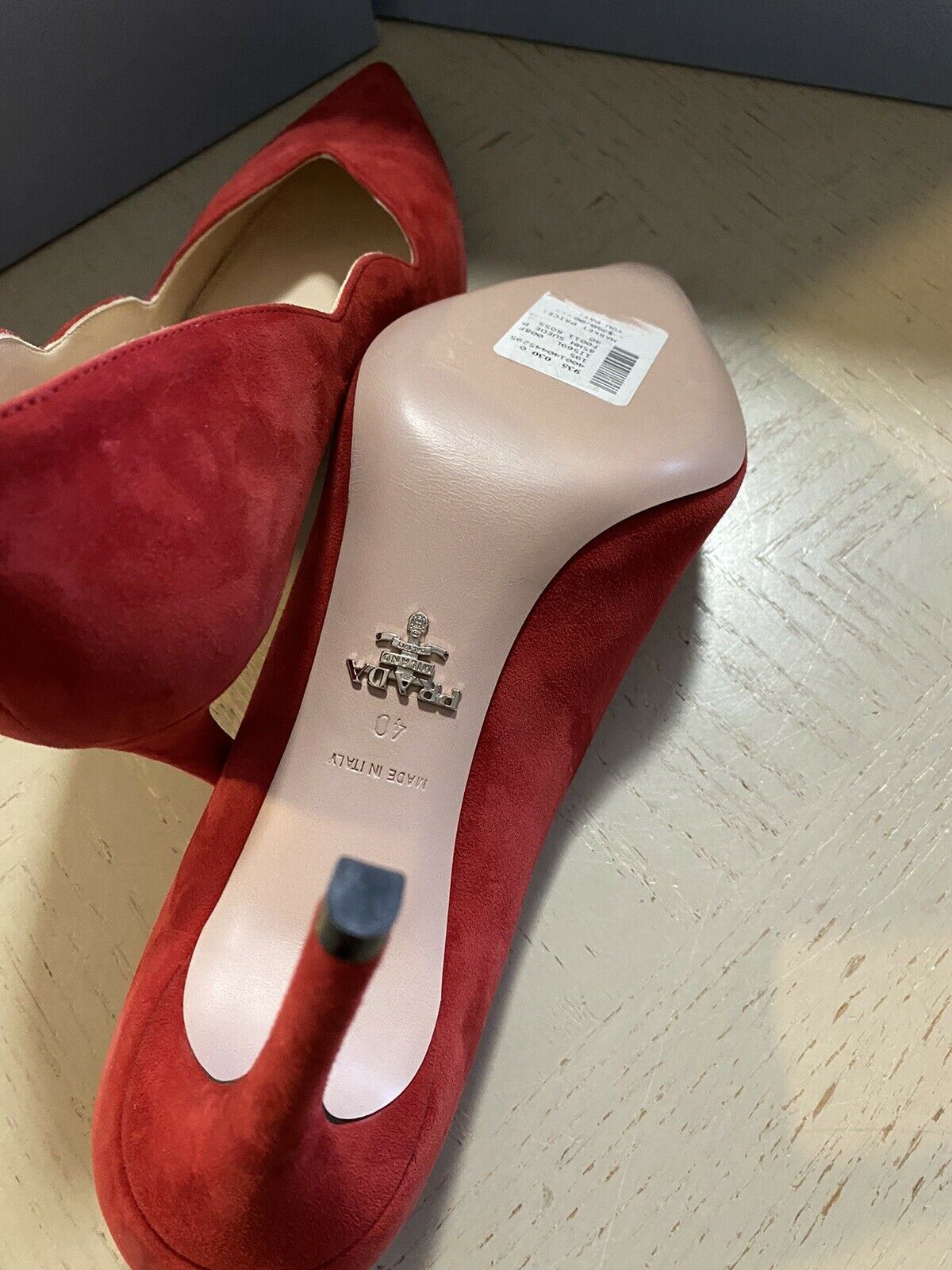 NIB $750 PRADA Женские замшевые туфли-лодочки с фестонами Роза 10 США/40 ЕС Италия