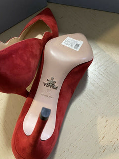 NIB $750 PRADA Damen Scallop Wildleder Pumps Schuhe Rose 10 US/40 Eu Italien