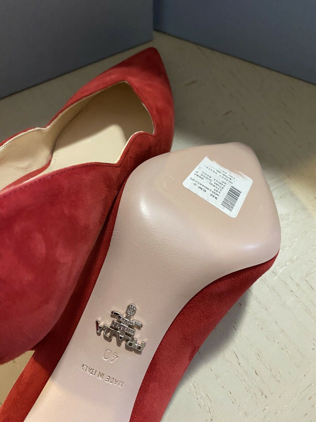 NIB $750 PRADA Damen Scallop Wildleder Pumps Schuhe Rose 10 US/40 Eu Italien