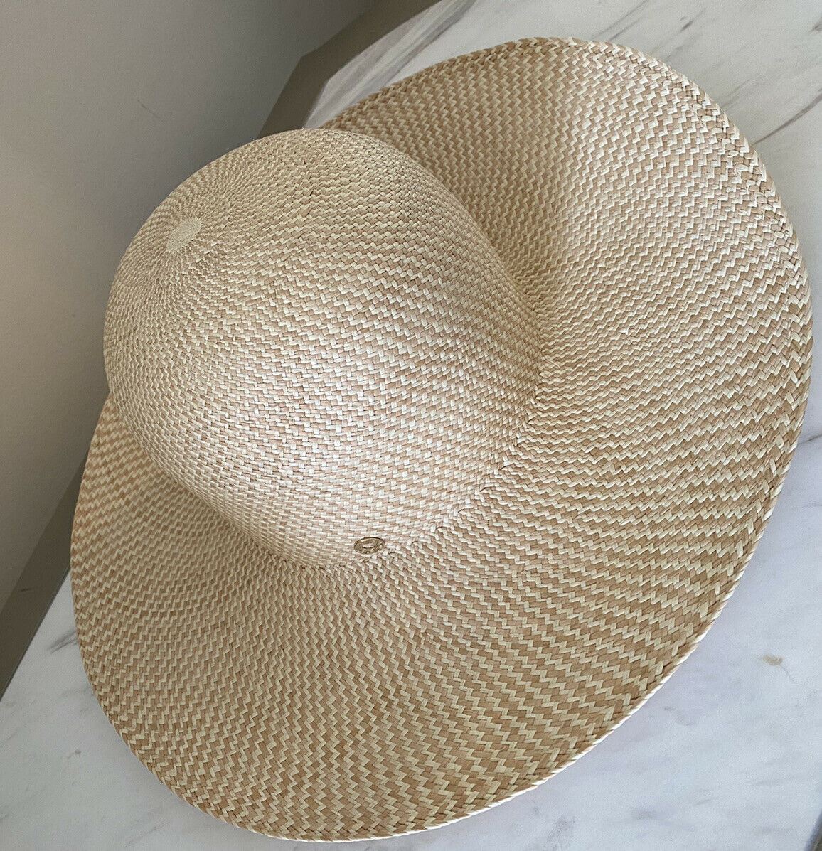 NWT $750 Loro Piana Women La Fossette Panama Straw Hat Natural Sand M Italy