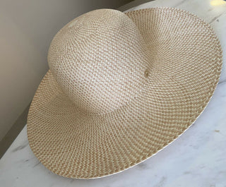 Neu mit Etikett: 750 $ Loro Piana Damen La Fossette Panama-Strohhut Natursand M Italien
