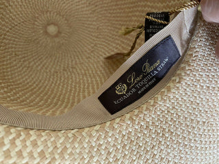 Neu mit Etikett: 750 $ Loro Piana Damen La Fossette Panama-Strohhut Natursand M Italien
