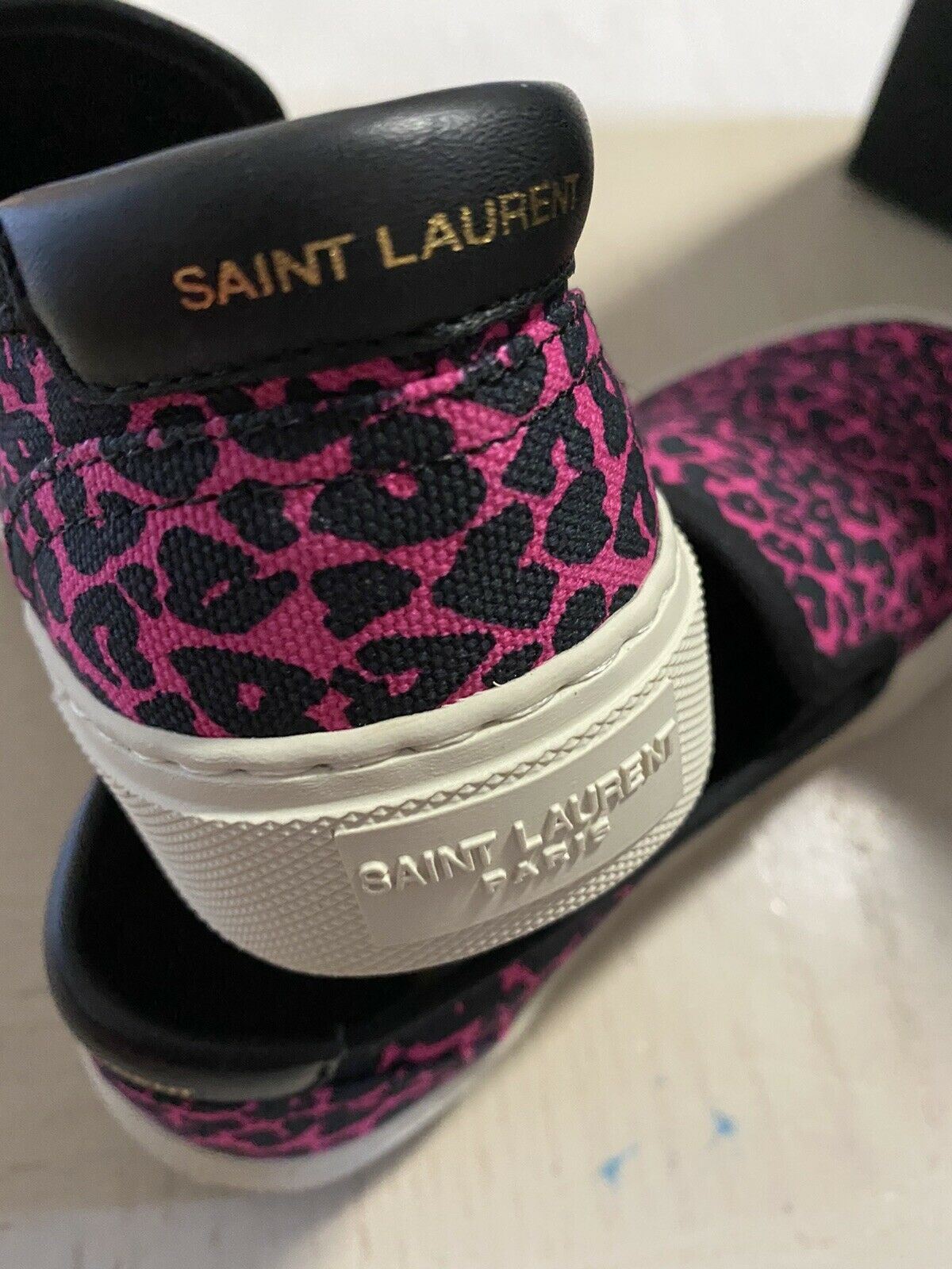 NIB 475 $ Saint Laurent Damen Sneakers Schuhe Schwarz/Rot 7,5 US/37,5 Eu Italien