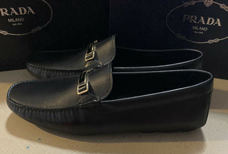 Neue PRADA Herren Leder Driver Loafers Schuhe Schwarz 13 US Italien