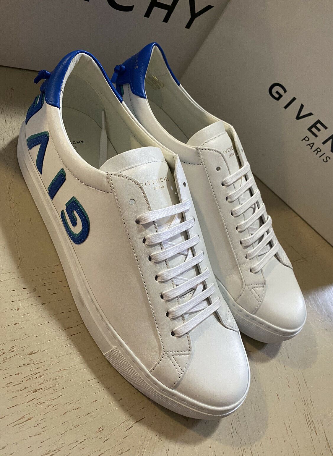 NIB Givenchy Men Leather Urban Street Sneakers Shoes White/Blue 9 US / 42 EU