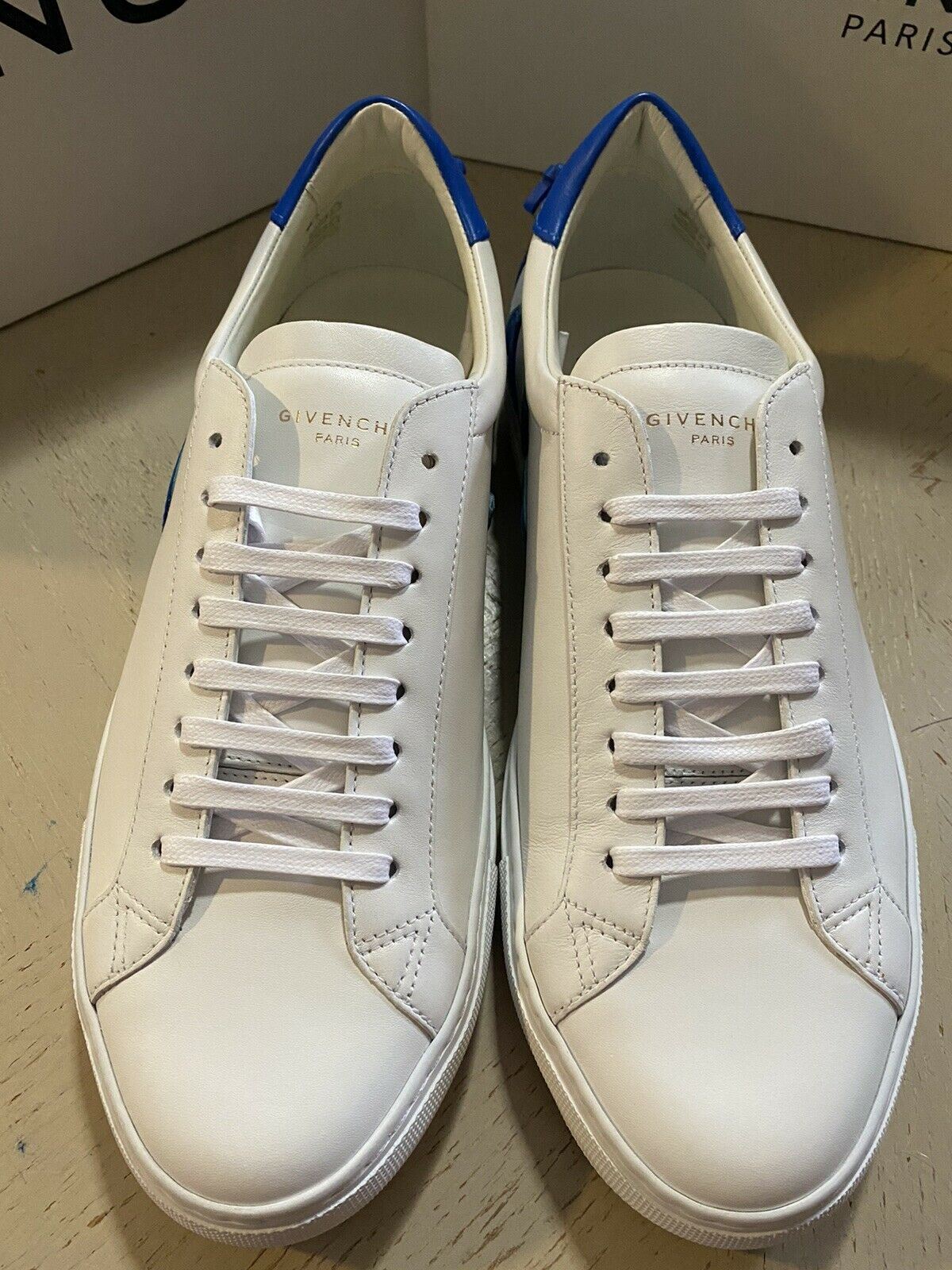 NIB Givenchy Herren Leder Urban Street Sneakers Schuhe Weiß/Blau 9 US / 42 EU